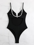 2026 Splicing Underwired V-Bar Women Micro Thong Swimwear One Piece Swimsuit Female Backless Monokini High Cut Bathing Suit Swim