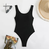 S - XL Wrinkled Backless Female Swimwear One Piece Swimsuit Women High Leg Cut Bather Slim Bathing Suit Swim Bodysuit Beachwear