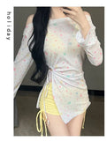 New Swimsuit for Women, Split Long Sleeved Sun Protection, Fresh and Sweet, Pure Desire, Beach Three Piece Swimsuit Set