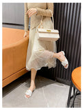 High End Luxury Flower Slippers Women Camellia Shoes Open Toe Slides Femme Outside&Home Pantuflas Sandals Ladies Flip Flops