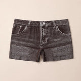 Denim Shorts Women Shorts High Stretchy Imitation Denim Short Leggings with Pockets Tight Fitting Summer Shorts