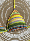 3PCS With Skirt Sarong Knitted Striped Bikini Women Swimsuit Female Swimwear Three Pieces Bikini Set Bathing Suit Swim Beachwear