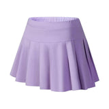 New Summer Tennis Skirt Sports Culottes Quick Drying Double Layered Pleated Skirts Women Solid Color Running Fitness Skirt
