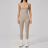 Summer Seamless Yoga Sets Women Outdoor Slimming Sports Tank Top High Waist Hip Lifting Leggings Gym Fitness Suits Tracksuit