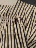 Retro Chic Solid Color Striped Skirt For Women In Summer, High Waisted And Slimming A-line Mid Length Umbrella Skirt Casual OHS8
