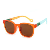 Fashion Silicone Square Sunglasses Contrasting Colours Jelly Colorful Frame Polarized Lens UV400 Boys Girls Age 3-12