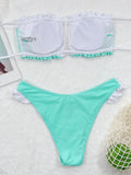 2026 New Sexy Bikini Bandeau Women Swimwear Swimsuit Pleated Hollow Patchwork Frill Bikinis Set Bathing Suit Beach Bikini Female