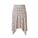 Summer Women's Irregular Hem Midi Skirt Stylish Dots Printed Low Rise Looose A Line Skirts Casual Bohemian Long Skirts
