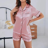 Women Two-piece Pj Sets Sleepwear Loungewear Button-Down Pajama Women 2 Piece Pijama Homewear Shorts Set