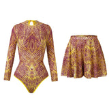 2025 Mesh Swimsuit with Long Pants High Waist Sexy Bathing Suit Swimdress Long Sleeve Beachwear Smart Casual Clothing for Women