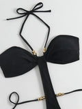 Extreme String Mini Micro Thong Women Swimwear One Piece Swimsuit Female Metal Beads Monokini Halter Bathing Suit Swim Bodysuit