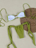 Metal Shell Halter Strappy High Cut Bikini Female Swimsuit Women Swimwear Two-pieces Bikini Set Bather Bathing Suit Swim Lady