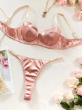 Seamless 2 Pieces Sexy Bra Set Women Satin Lingerie Underwear Patchwork Bras and Thongs Suits Attractive Bilizna Intimate Set