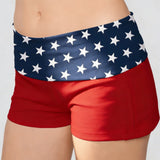 Women’s Streetwear Shorts Patriotic Shorts Casual Fold-Over Waist Stars and Stripes Print Slim Fit Shorts