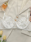 Women's sexy embroidered lace flower bra with steel rims gathered push ups adjustable shoulder straps comfortable bra MR3553