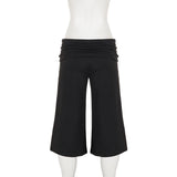 American knitted mid-waisted trousers, simple low-waisted straight loose casual trousers