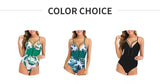 Sexy One Piece Swimsuit Swimwear Women Leaf Print Patchwork Hollow Cross Straps Backless Beachwear Bathing Suit Banadores Mujer