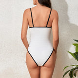 2026 One Piece Swimsuit Solid High Cut Swimwear Women Bathing Suit Female Swimming Summer Beachwear Bodysuit