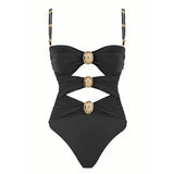 Hollowen One Piece Swimsuit With Cover Up Sexy Swimwear Women Off Shoulder Swim Suits Patchwork Bathsuit Belt Bodysuit Beachwear