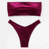 Velvet Bikinis 2025 Women Brazilian Bandeau Swimsuit Solid Sexy Swimwear Female Beachwear Bathers Bathing Swimming Swim Suit
