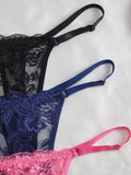 3Pcs/Set Women Sexy Floral Lace Thong Panties Low Waist Hollow Lace Sexy Lingerie Adjustable Thin Strap Underwear