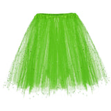 Women Glitter Tutu Skirt Puffy Tiered Tulle Underskirt Elastic Waist Layered Short Skirt Party Gown Princess Skirt Orange Yellow
