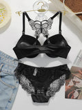 Hot selling 2-piece set of sexy red front button braissere beautiful back butterfly fashion bra push up women's set A2120