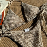 Women Glitter Bikini Sets Three Pieces with Perspective Mini Skirt Halter String Swimsuit Bathing Suit Beach Outfits Biquini