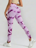 Boho Tie Dye High Waist Knit Elastic Fitness Yoga Tights Butt Lifting Workout Pants for Women