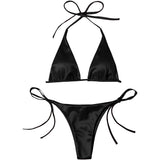 Sexy 13 Colors Halter Satin Brazilian Bikini Women Swimwear Female Swimsuit Two-pieces Bikini set Bather Bathing Suit Swim V4966