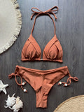 New Solid Color Bikini Set 2026 Women's Swimsuit Hanging Neck Rope Split Swimsuit 2-piece Set Summer Beachwear