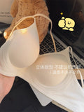 MOYISU Kawaii Anime Bra for Petite Women Seamless Milk-Skin Underwear Push-Up Enhancement Slimming Lingerie Set with Comfort Fit
