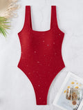 Glitter Sparkling Cut Out Backless One Piece Swimsuit Women Swimwear Female High Cut Leg Bather Bathing Suit Swim Lady Beachwear