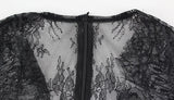 Ahagaga Sexy Club Dresses For Women Lace Solid Sheath Rehular Long Sleeves V-Neck Sheer Slim Fit Maxi Bodycon Female Vestidos