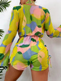 3 Pieces Triangle Halter String Bikini Long Sleeve Swimsuit Women Swimwear Female Bathers Bathing Swimming Swim Suit