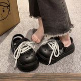 Women Summer Sandals Lace-up Style 2 Way to Wear Couples Fashion Platform Clogs Soft EVA Thick Sole Men Beach Street Slippers