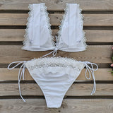 New Halter Bikini High Leg Swimsuit Swimwear Women Deep Back Two-Piece Separates Bikini Sets Strappy Bathing Suits