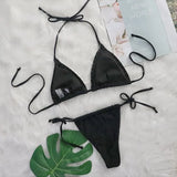 Bikini 2026 Sexy Black Halter Pearl Decor Swimwear Swimsuit Women Bikinis Set Bathing Suit Beach Bikini Female Biquinis Feminino