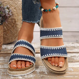 Bohemian Style Platform Slippers Women Plus Size 43 Embroidery Denim Thick Bottom Sandals Woman Open Toe Non Slip Summer Sandles