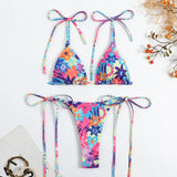 sexy floral print micro mini bikini halter string triangle swimwear thong swimsuit women biquini bikini set bathing suits