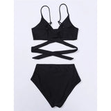S - XL New 7 Colors V Neck High Waist Bikini Female Swimsuit Women Swimwear Two-pieces Bikini Set Bather Bathing Suit Swim V5006