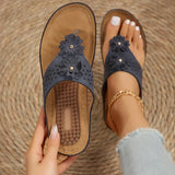 Pink Flower Wedge Heel Flip Flops Women Summer Massage Sole Clip Toe Platform Slippers Woman Light Thick Bottom Beach Sandals