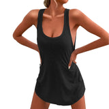 Women's Summer Dresses Casual Women Summer Plus Size Tank Dresses Solid Color Mini Dress U Neck Cotton Women Bridal Shower Dress