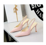 BIGTREE Shoes Sweet Metal Decoration Women Pumps Pointed High Heels silks satins heeled Sandals Women Summer Shoes Stiletto 8 cm