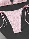 Sexy Yellow 3D Flower Micro Bikini 2026 Women Hole Out Stone Strap Push Up Bra Thong Swimsuit Holiday Bathing Suit Swimwear