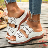 Vinatge Hollow Out Platform Sandals Women Lightweight Plus Size Wedges Sandles Woman Comfortable Thick Sole Casual Sandalias 43