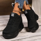 Breathable Mesh Wedges Sneakers for Women Comfortable Lace Up Chunky Platform Sport Shoes Woman Knitted Non Slip Walking Shoes