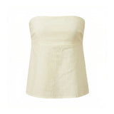 Women's Summer Strapless Vest Stylish Striped Sleeveless Open Back Tube Tops for Party Date Night Wear