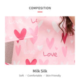 3-Piece Heart Print Pajama Women Sleepwear Home Clothes Short Sleeve Top with Shorts & Long Pants Pajamas Loungewear Short Suit