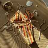 DEKA Tie-Up Bikini Set Bathing Suit Beachwear Women Sexy Swimsuits Halter Swimwear Padded Bra Thong Bottoms Female Bikin